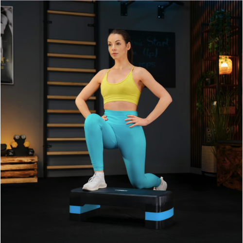 Степ платформа  Trex Sport TX-030AS 3-уровневая черно-голубая - фото №3